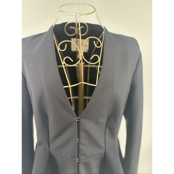 REBECCA TAYLOR Black Peplum Jacket Hook Eye Closure Blazer Women’s Size 6 - Picture 6 of 13